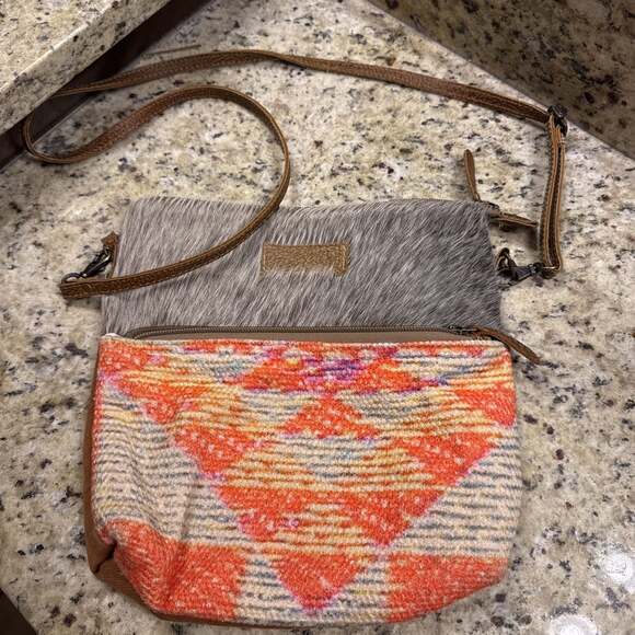 Myra Bag Handbags - Myra Bag Proclaim Upcycled Canvas and Cowhide Leather Crossbody Bag